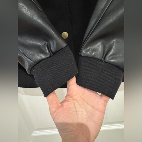 Hilary Macmillan Black Varsity Jacket with Feminist Statement Medium - Picture 6 of 8